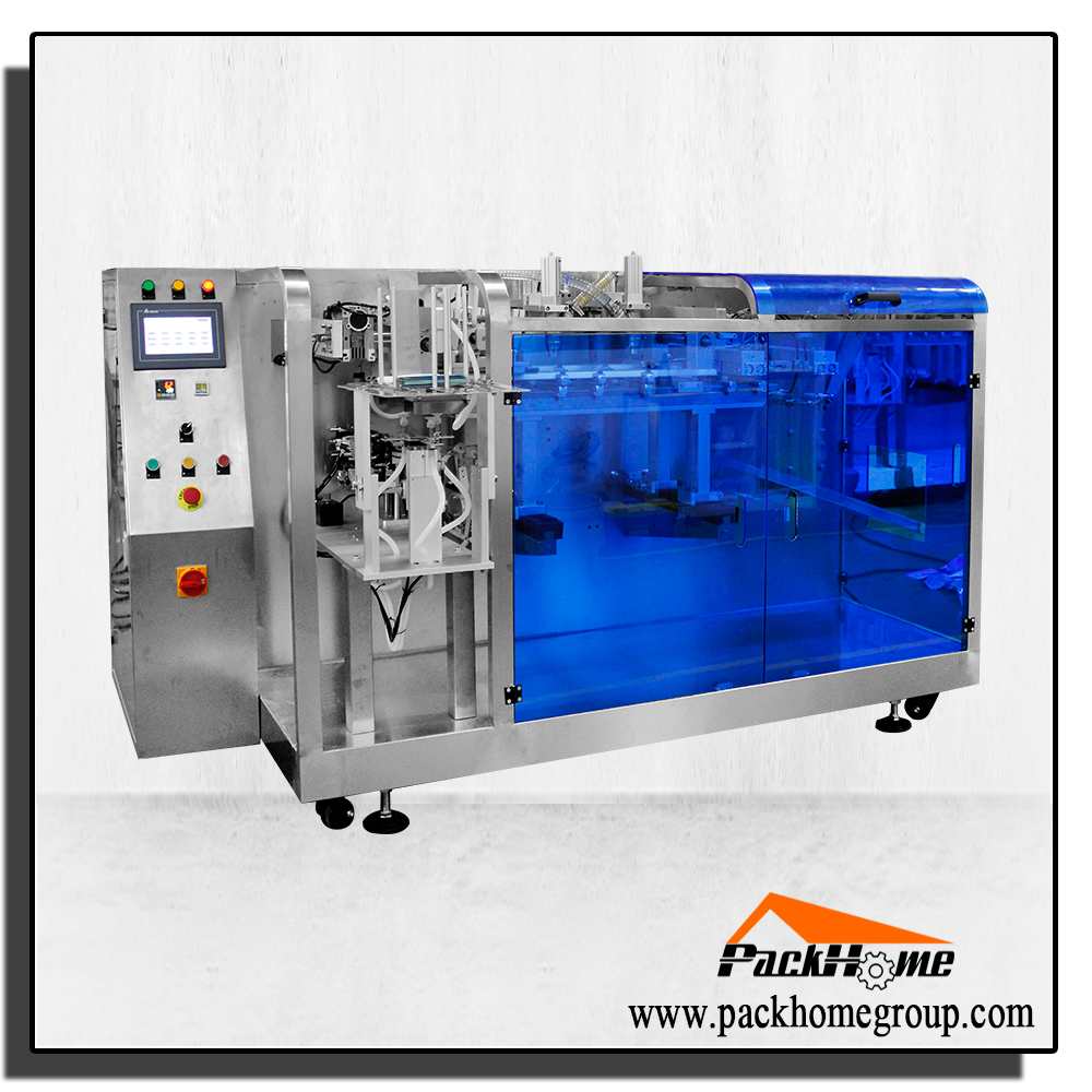 Linear stand up pouch packing machine
